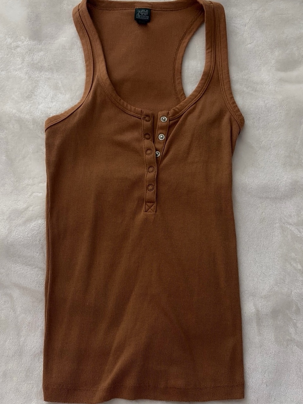 wild fable Chestnut Ribbed Henley Tank Top